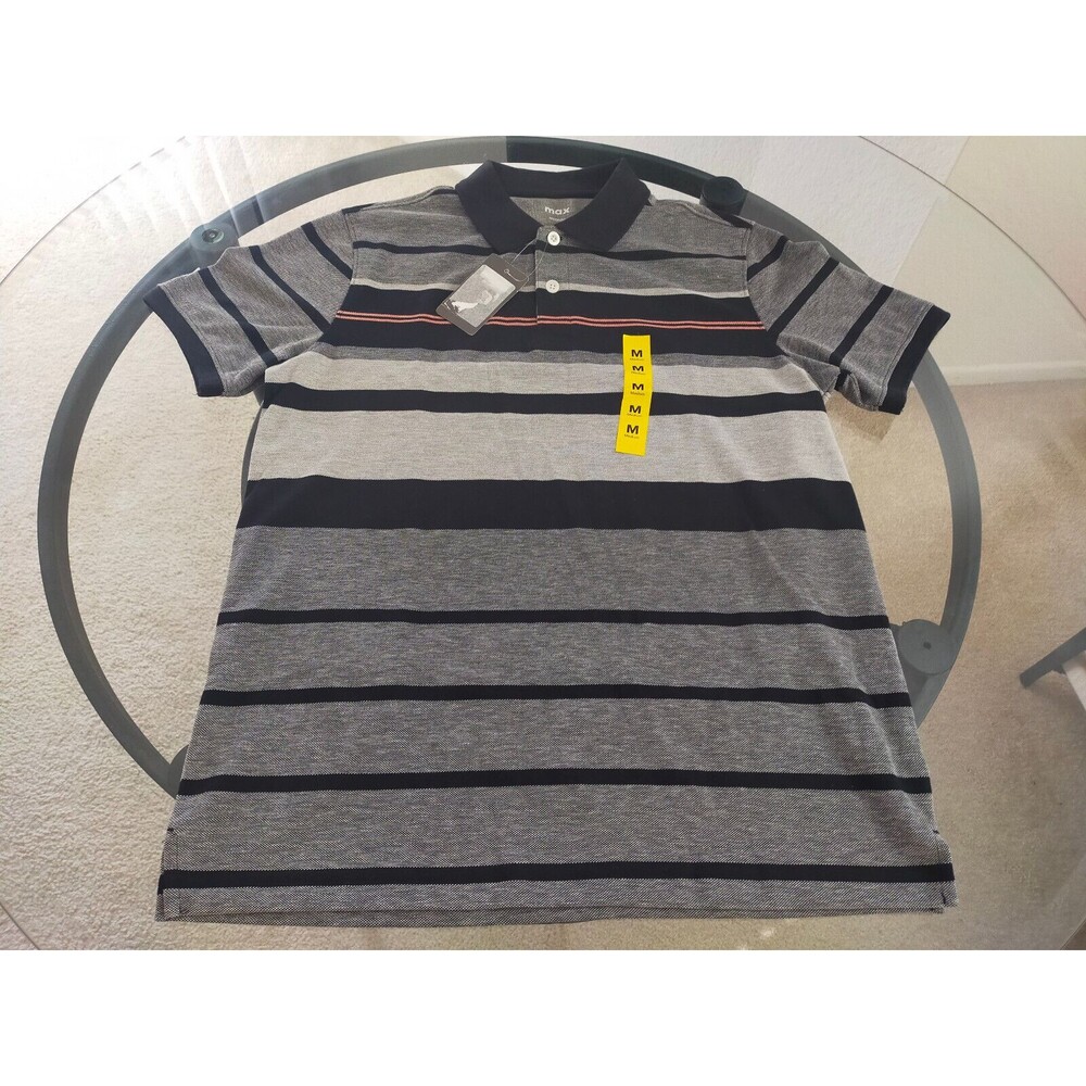 Max Multicolored Black Collared Polo T-Shirt Size Medium New with Tags!~